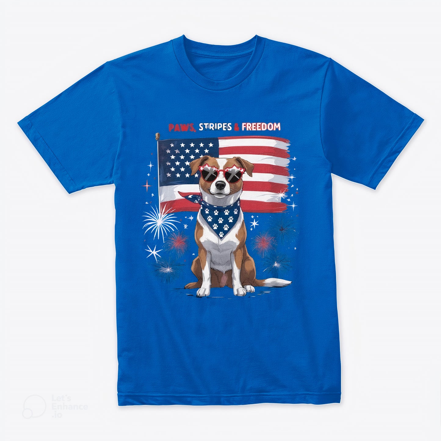 Paws, Stripes & Freedom T-Shirt – Patriotic Dog 4th of July Tee