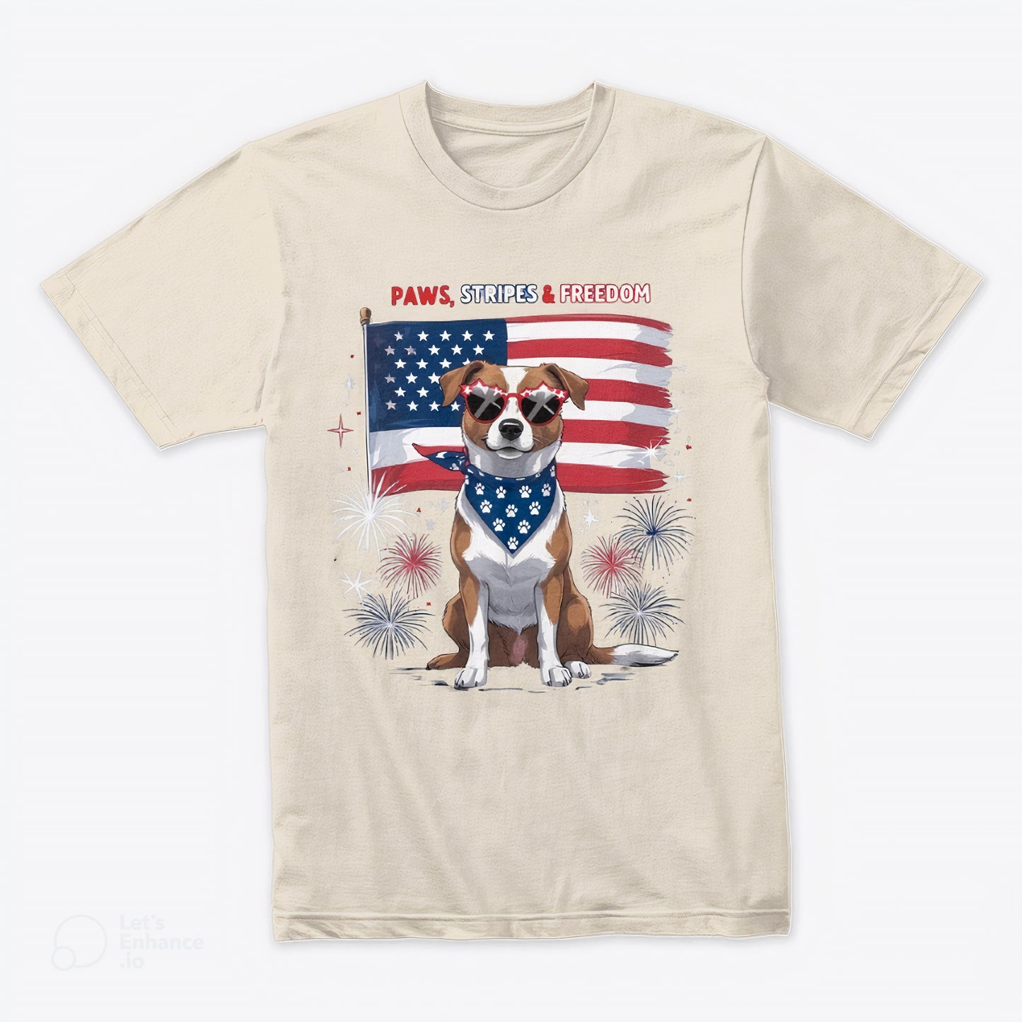 Paws, Stripes & Freedom T-Shirt – Patriotic Dog 4th of July Tee