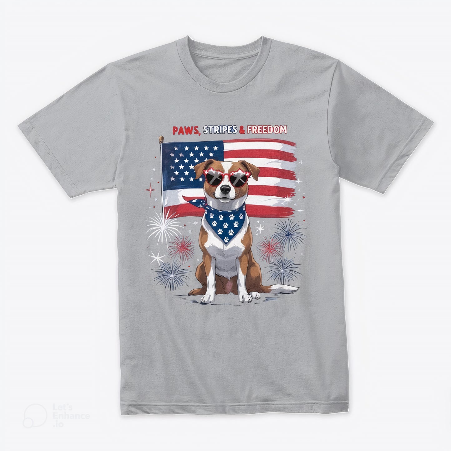 Paws, Stripes & Freedom T-Shirt – Patriotic Dog 4th of July Tee