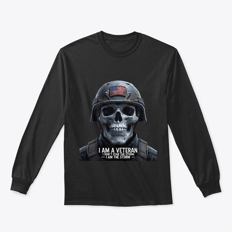 Fearless Veteran Skull Long Sleeves Tee