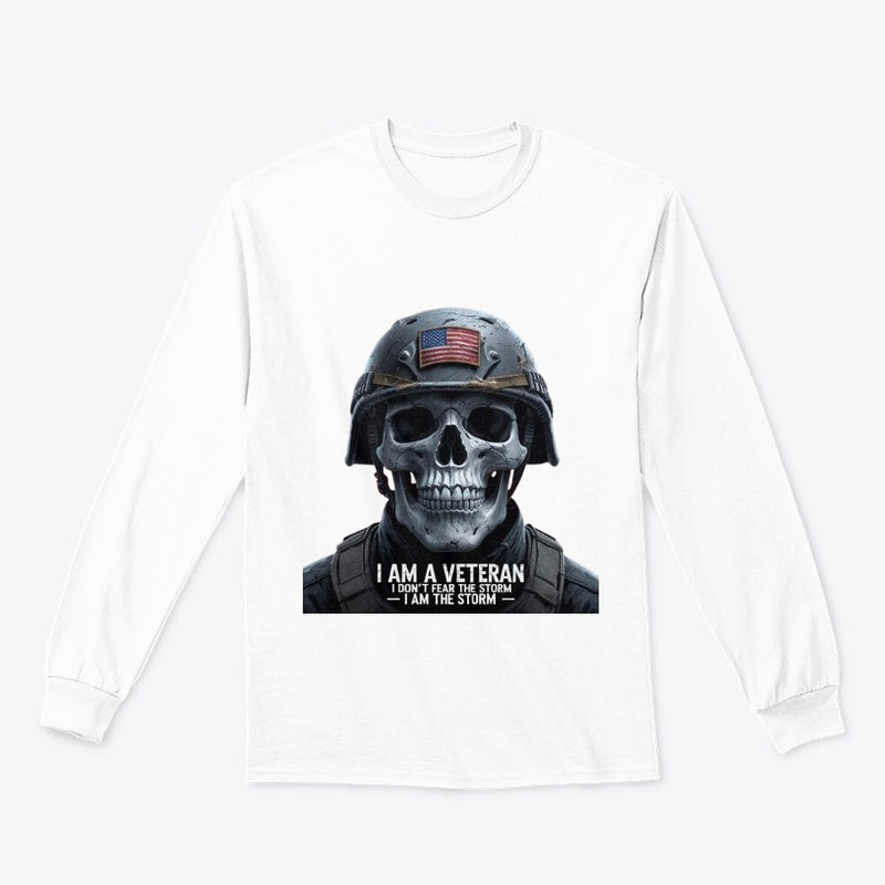Fearless Veteran Skull Long Sleeves Tee