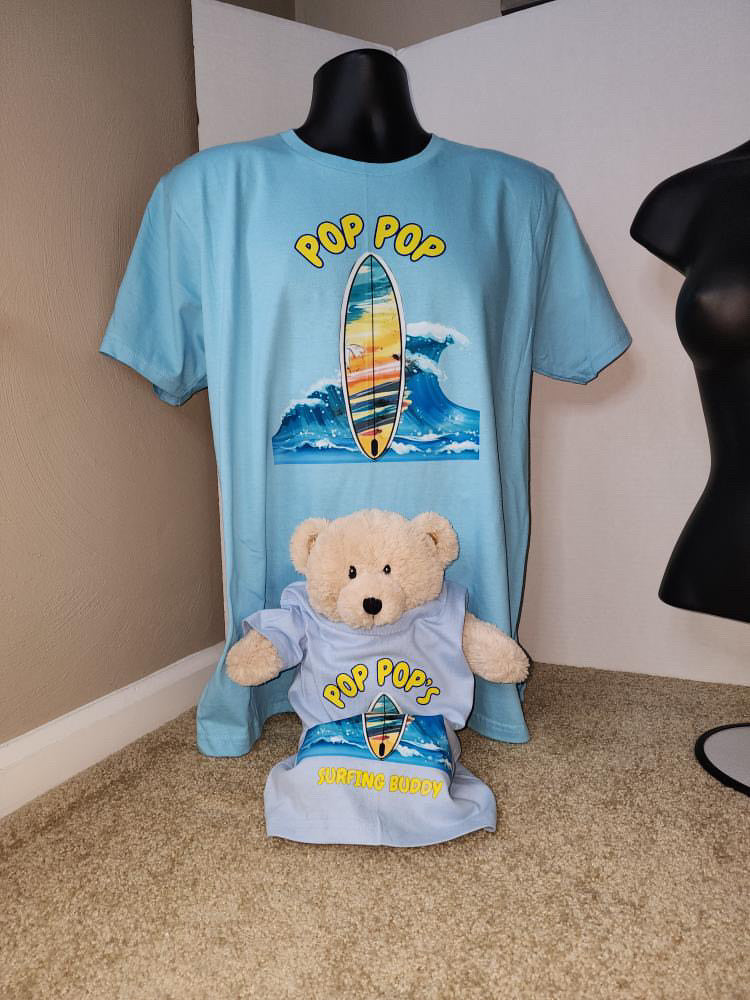 Pop Pop’s Surfing Buddy T-Shirt – Surfboard & Waves Design