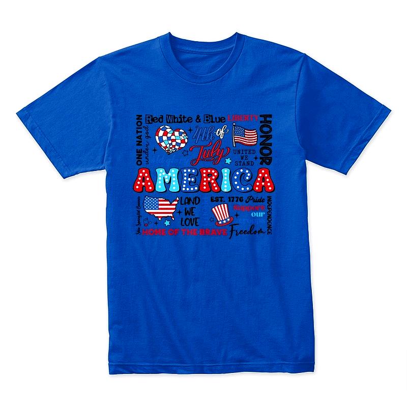 America 4th of July Word Art T-Shirt – Patriotic USA Independence Day Tee
