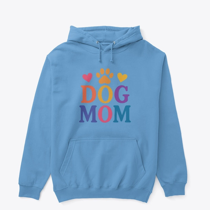 Dog Mom Hoodie โ Colorful Paw & Heart Graphic Sweatshirt for Pet Lovers
