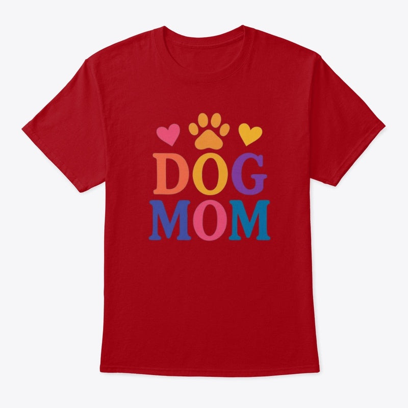 Dog Mom T-Shirt β Bold Rainbow Paw Print Tee for Proud Pet Parents