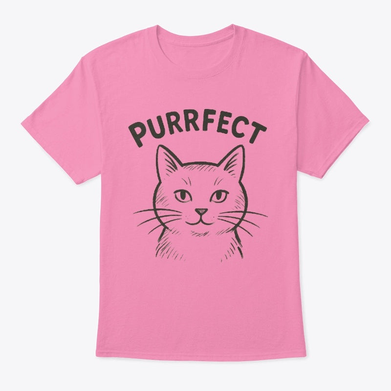 Purrfect Cat Lover T-Shirt – Cute Minimal Sketch Tee