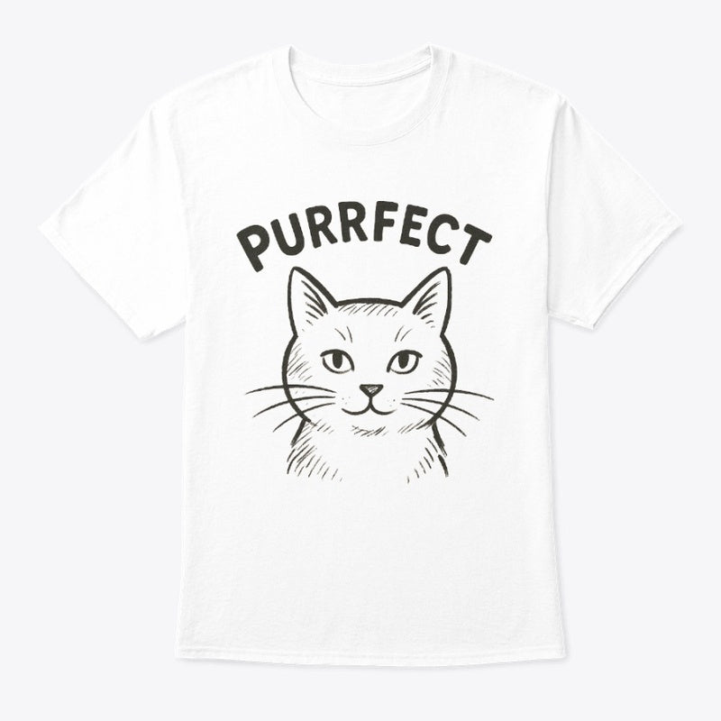 Purrfect Cat Lover T-Shirt – Cute Minimal Sketch Tee