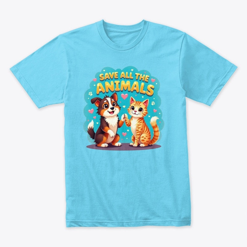 Save All the Animals – Friendly Dog & Cat Rescue Tee