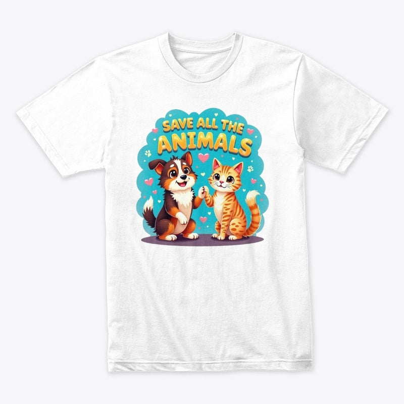 Save All the Animals – Friendly Dog & Cat Rescue Tee