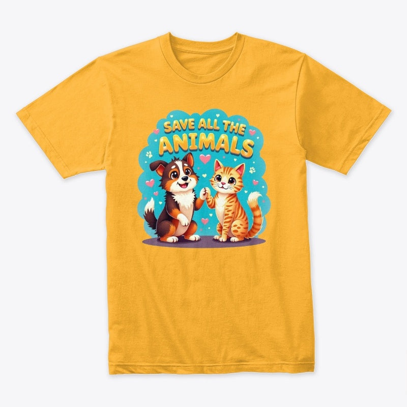 Save All the Animals – Friendly Dog & Cat Rescue Tee