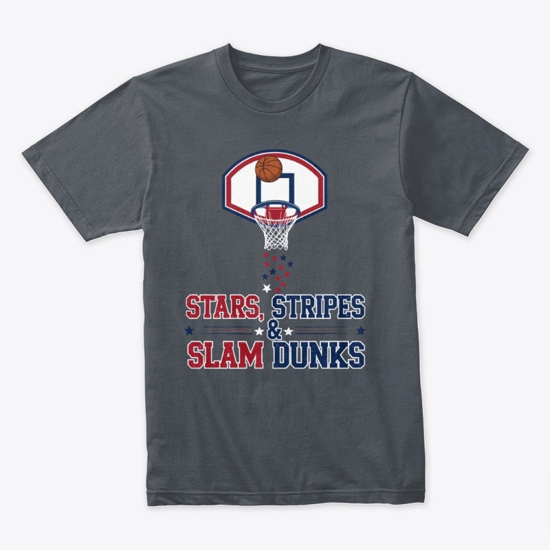 Stars, Stripes & Slam Dunks T-Shirt – Patriotic Basketball 4th of July Tee