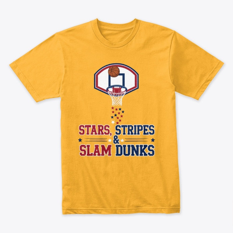Stars, Stripes & Slam Dunks T-Shirt – Patriotic Basketball 4th of July Tee