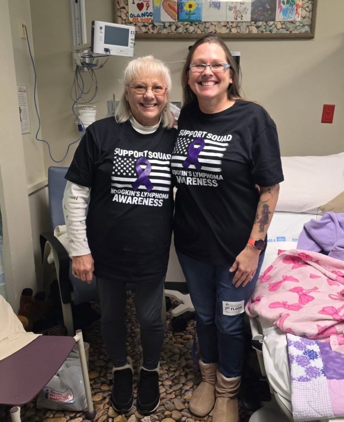 Team Grace supporters wearing custom Hodgkin’s lymphoma awareness T-shirts by Casual Comforts