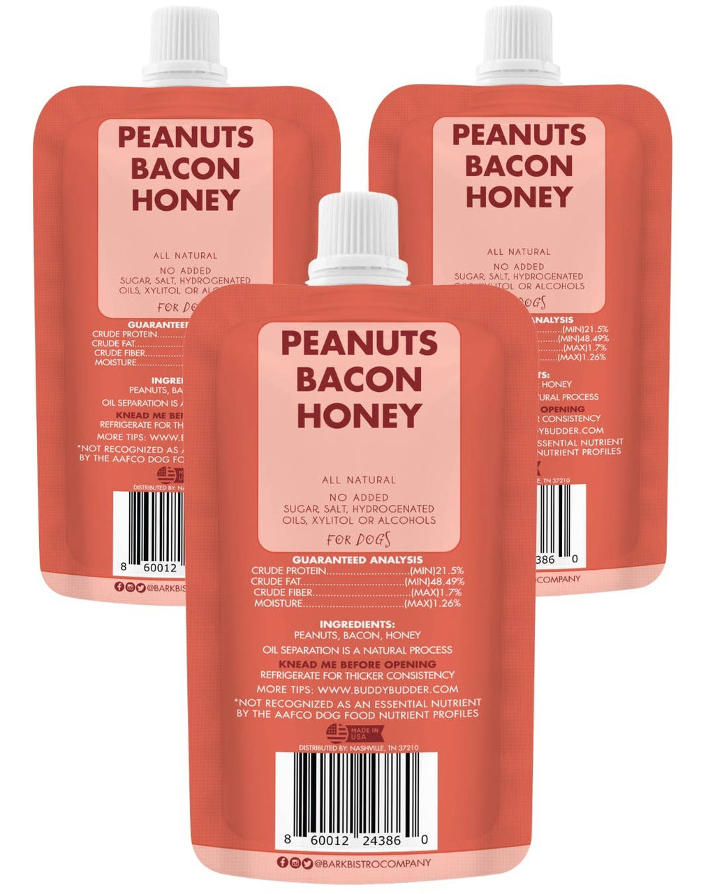 Dog Peanut Butter - 4oz Squeeze Pack Bangin Bacon  Budder