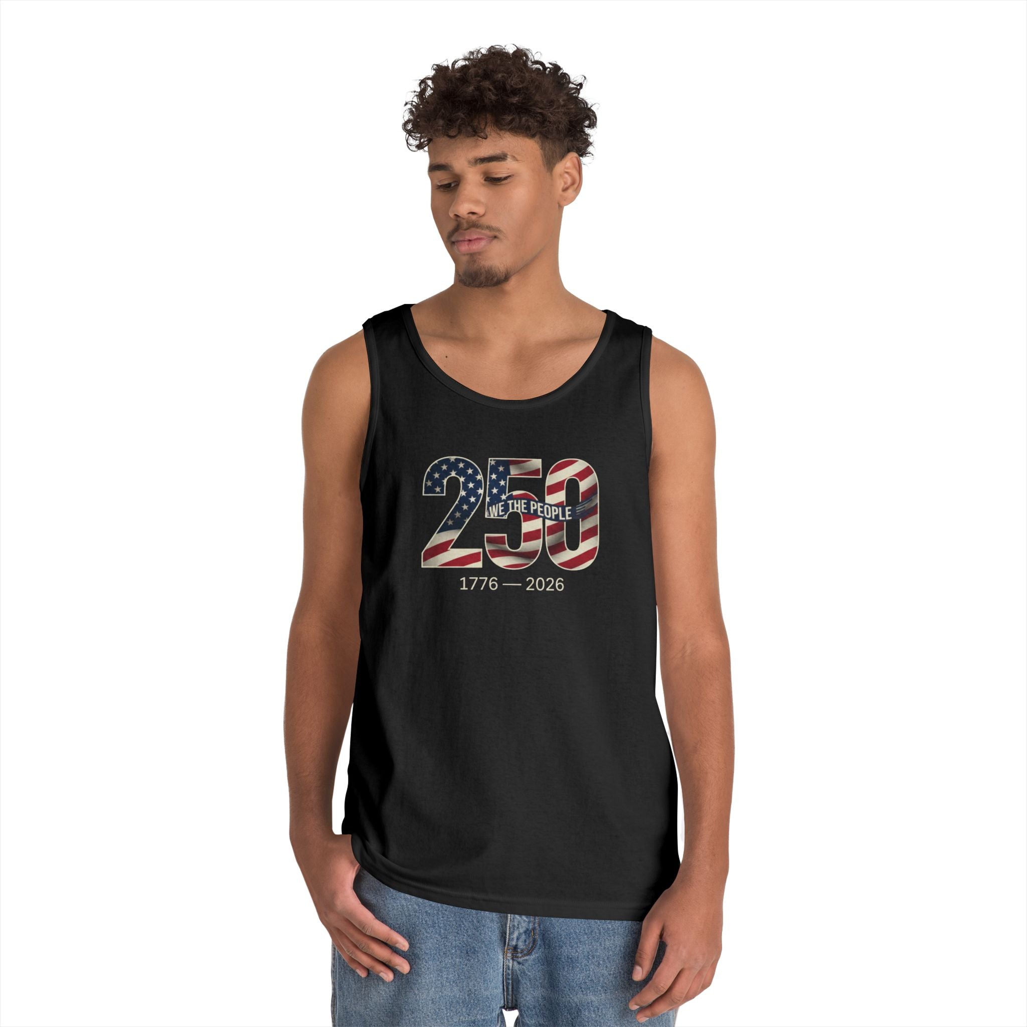 250 The People Patriotic Tank Top — American Flag Number Graphic, Unisex