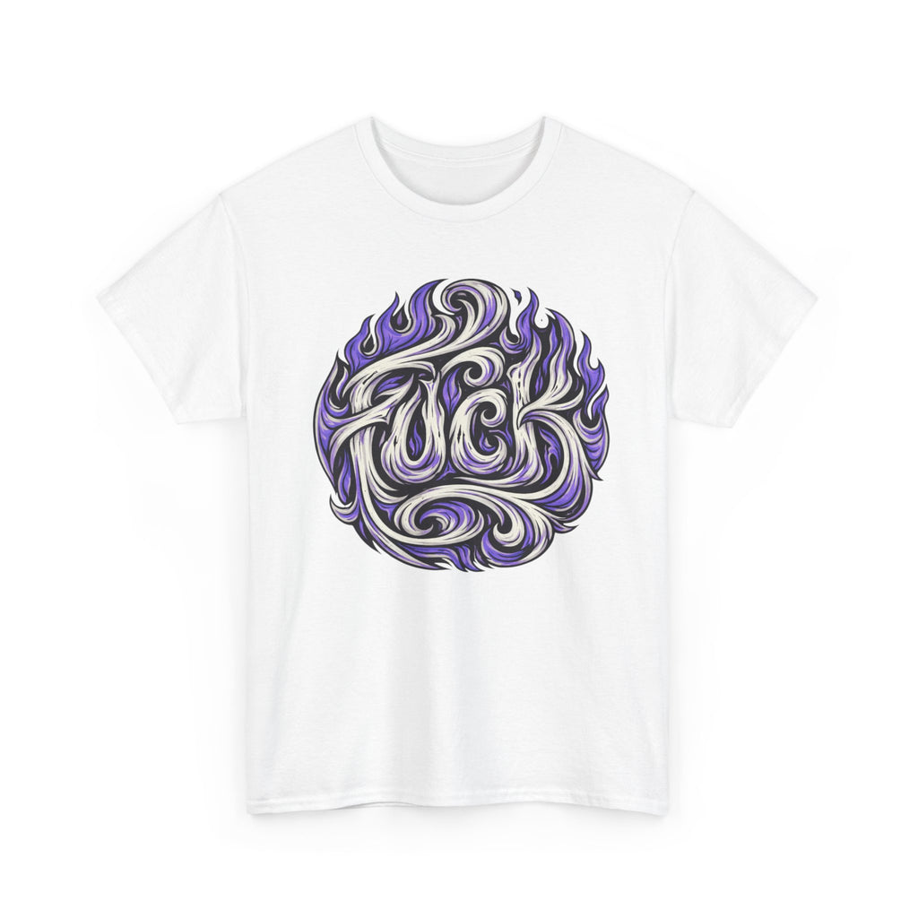Psychedelic Swear word Swirl Graphic Tee - Purple Flame Streetwear