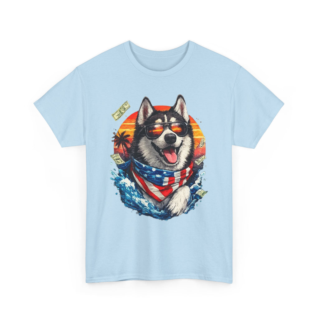 Patriotic Husky Tee — American Flag Bandana Dog T-Shirt