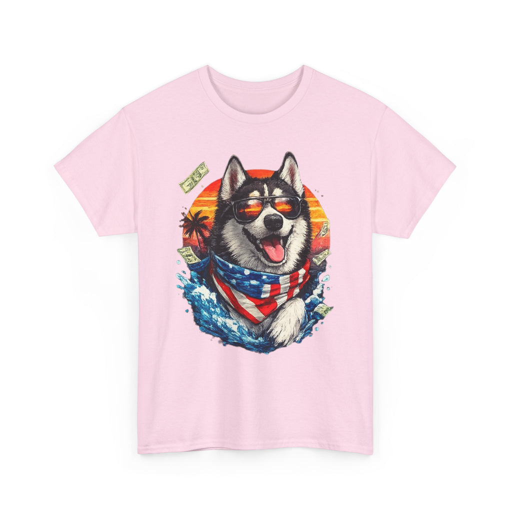 Patriotic Husky Tee — American Flag Bandana Dog T-Shirt