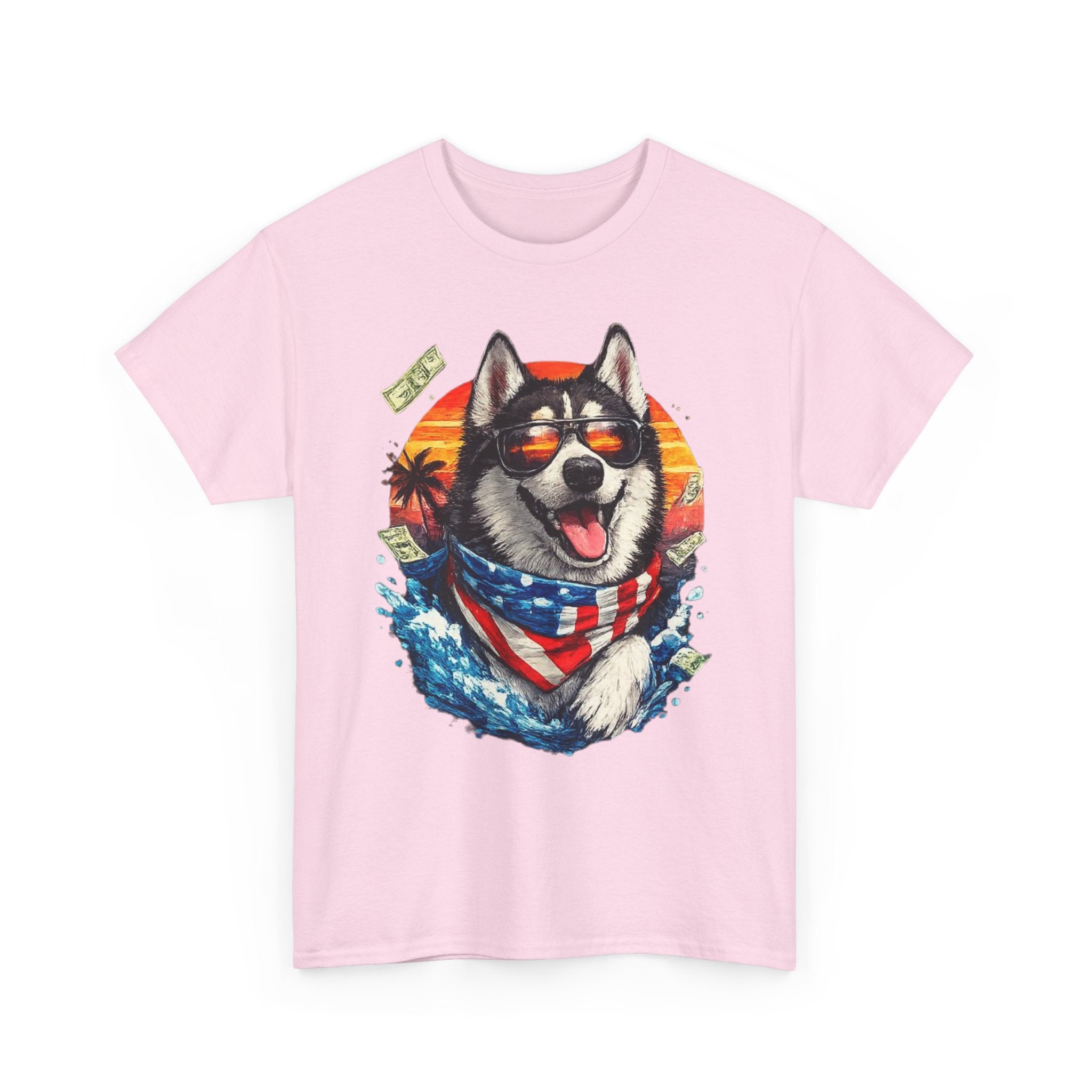 Patriotic Husky Tee — American Flag Bandana Dog T-Shirt