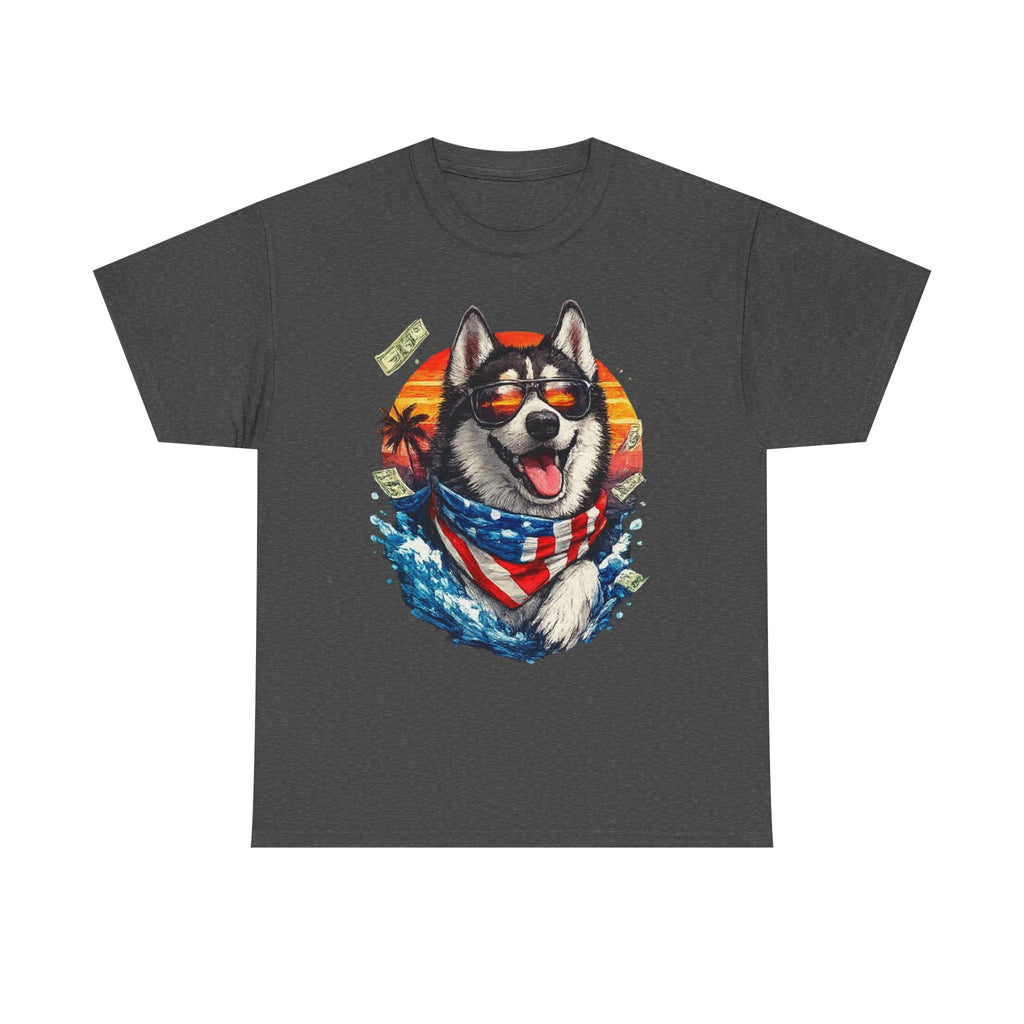 Patriotic Husky Tee — American Flag Bandana Dog T-Shirt