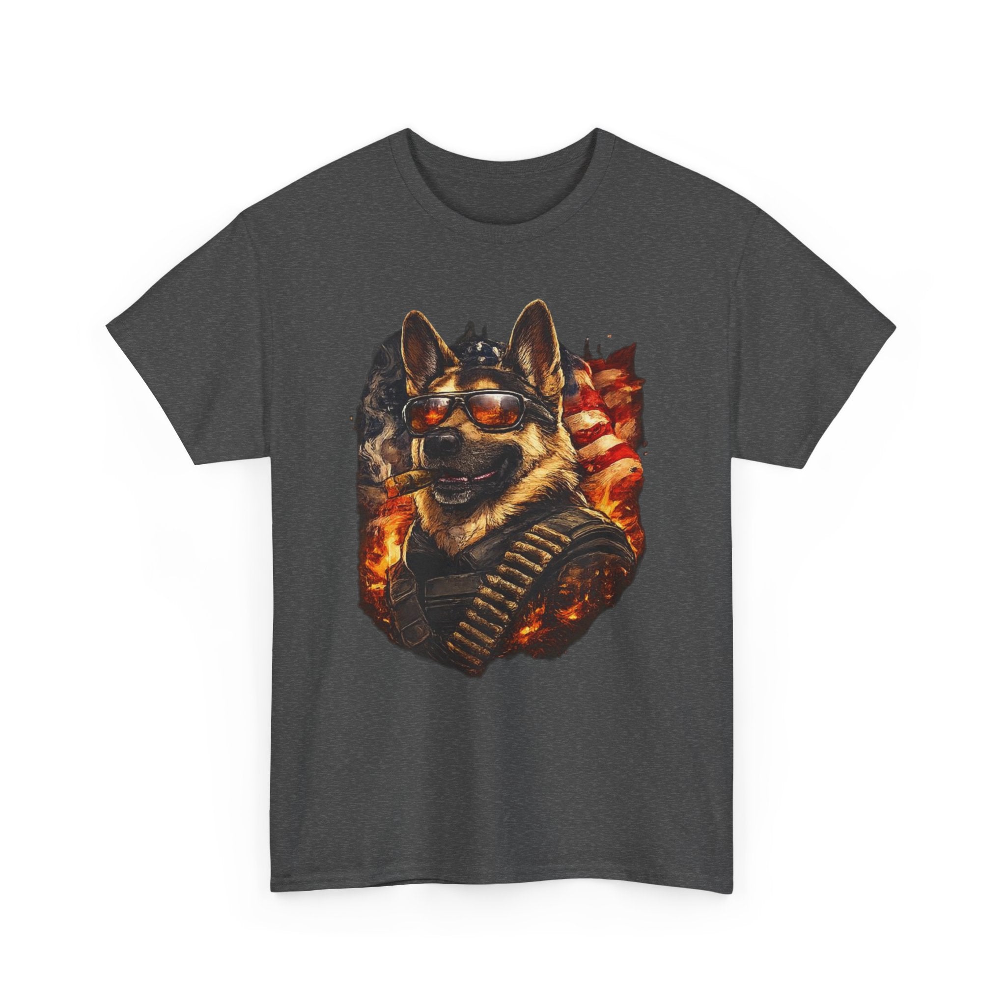 Patriotic Soldier Husky T-Shirt — Military Bandolier Flag Graphic Tee