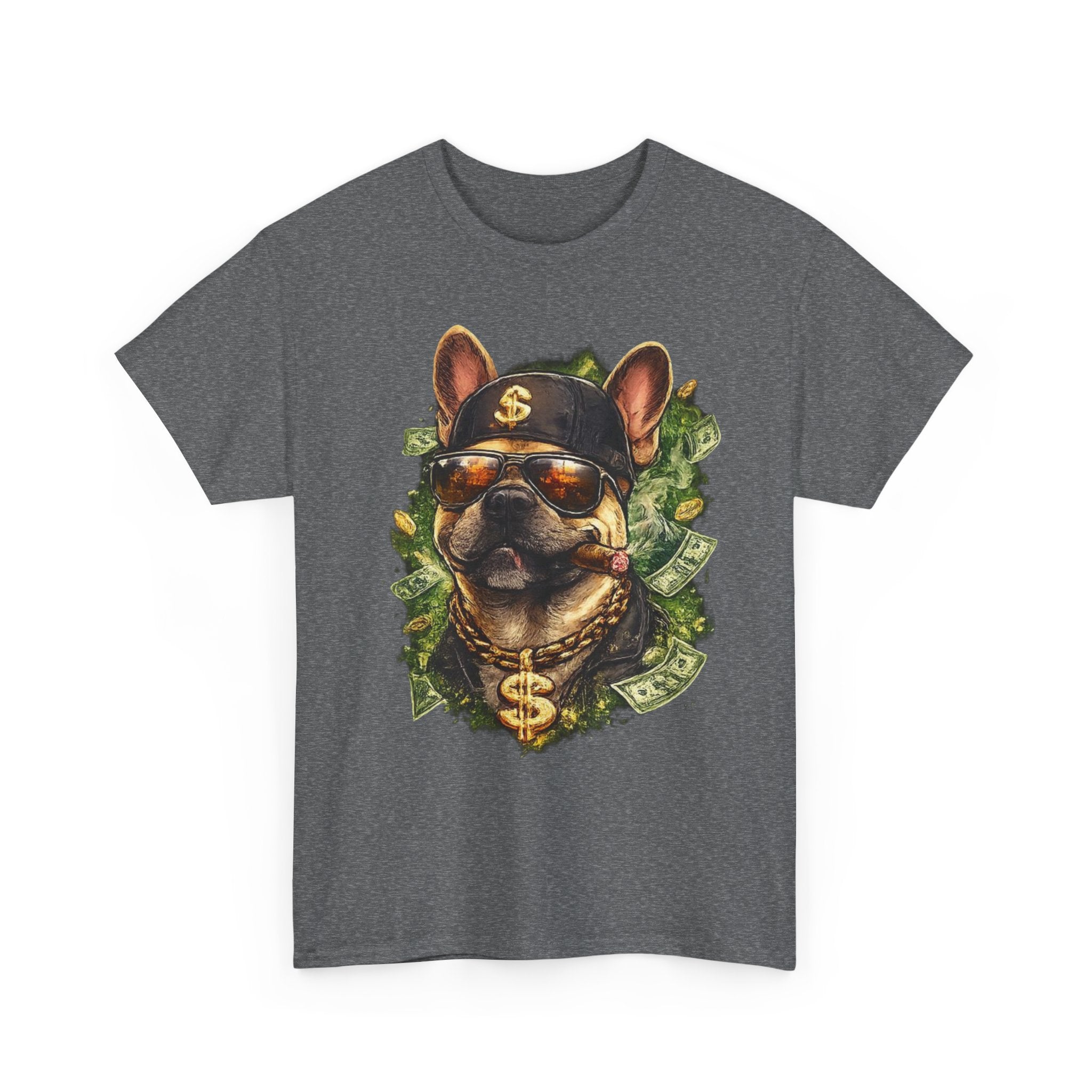 Money Dog Graphic Tee — Cool Rottweiler with Shades, Cap & Dollar Chain