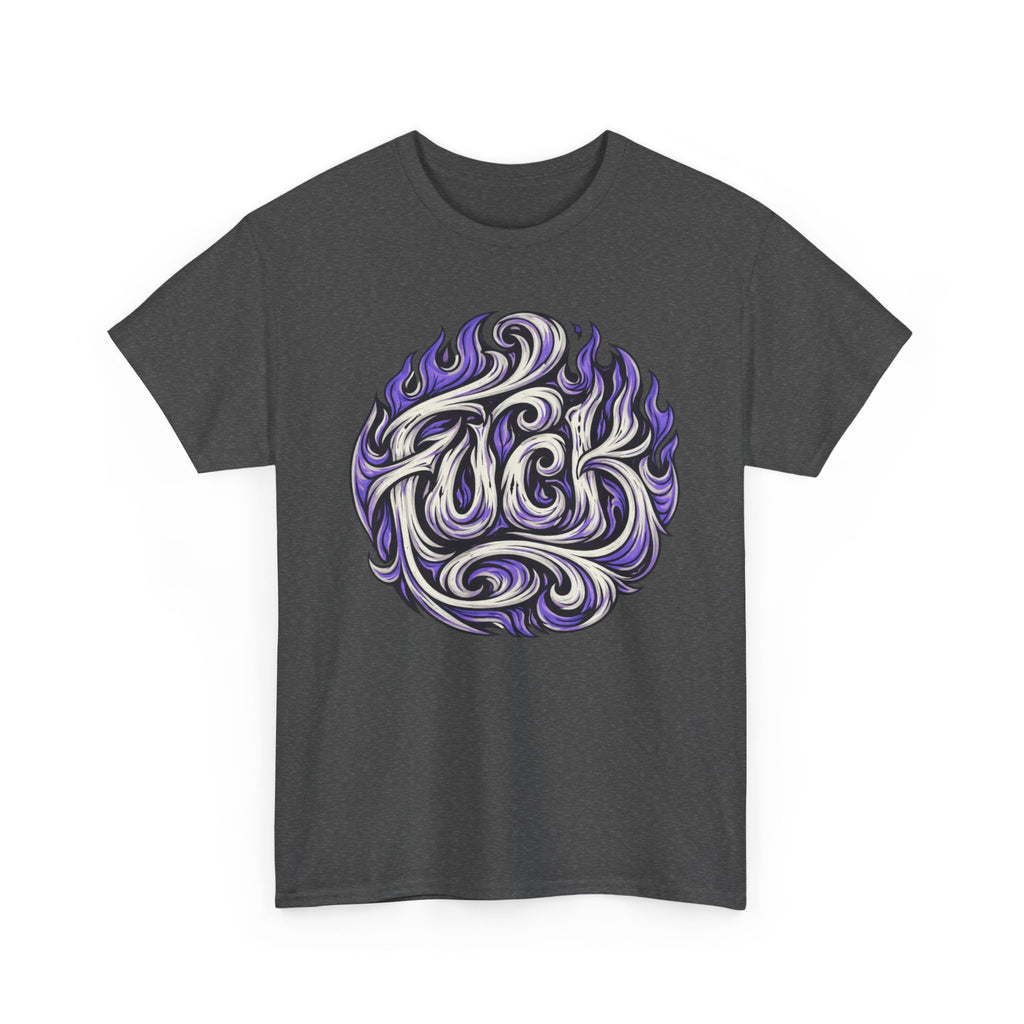 Psychedelic Swear word Swirl Graphic Tee - Purple Flame Streetwear