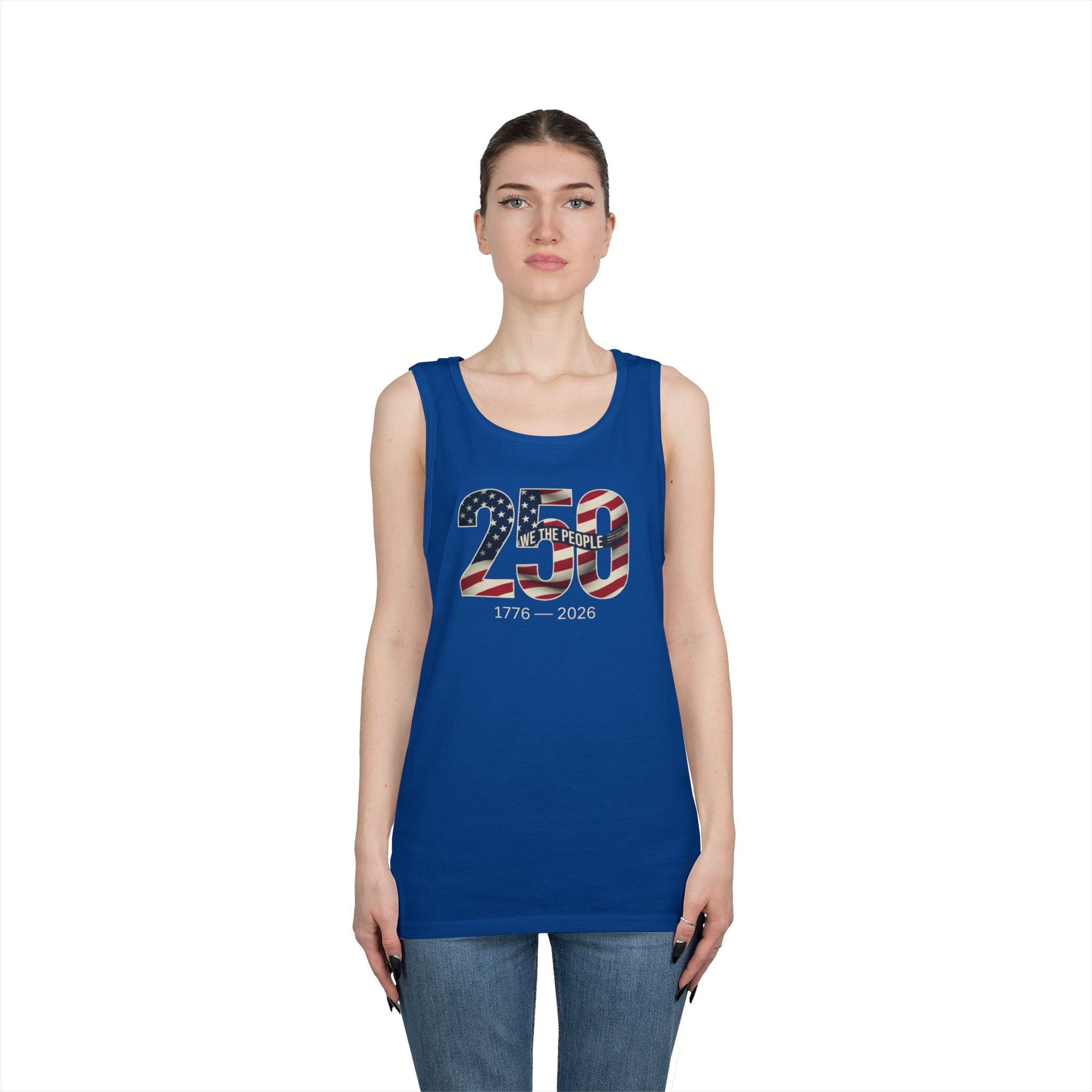 250 The People Patriotic Tank Top — American Flag Number Graphic, Unisex