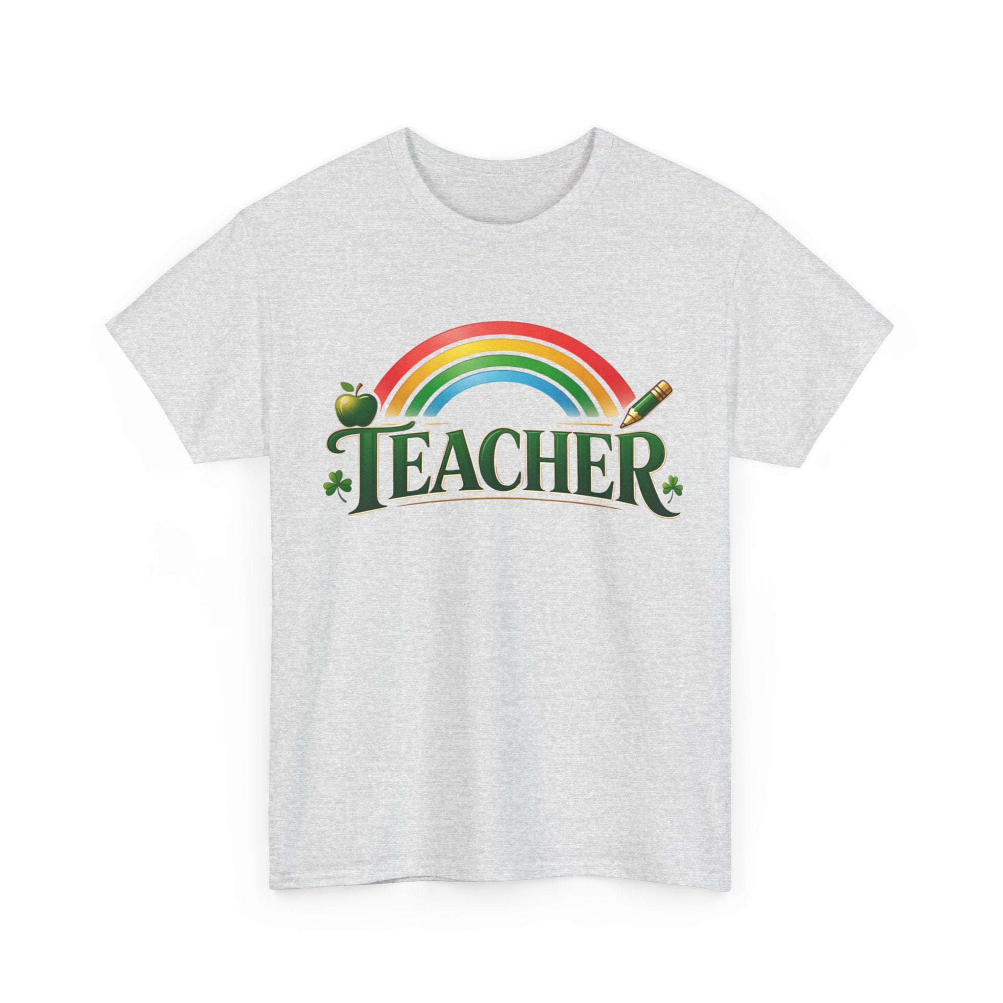 Teacher Rainbow T-Shirt — Cute Apple & Pencil School Shirt for Educators