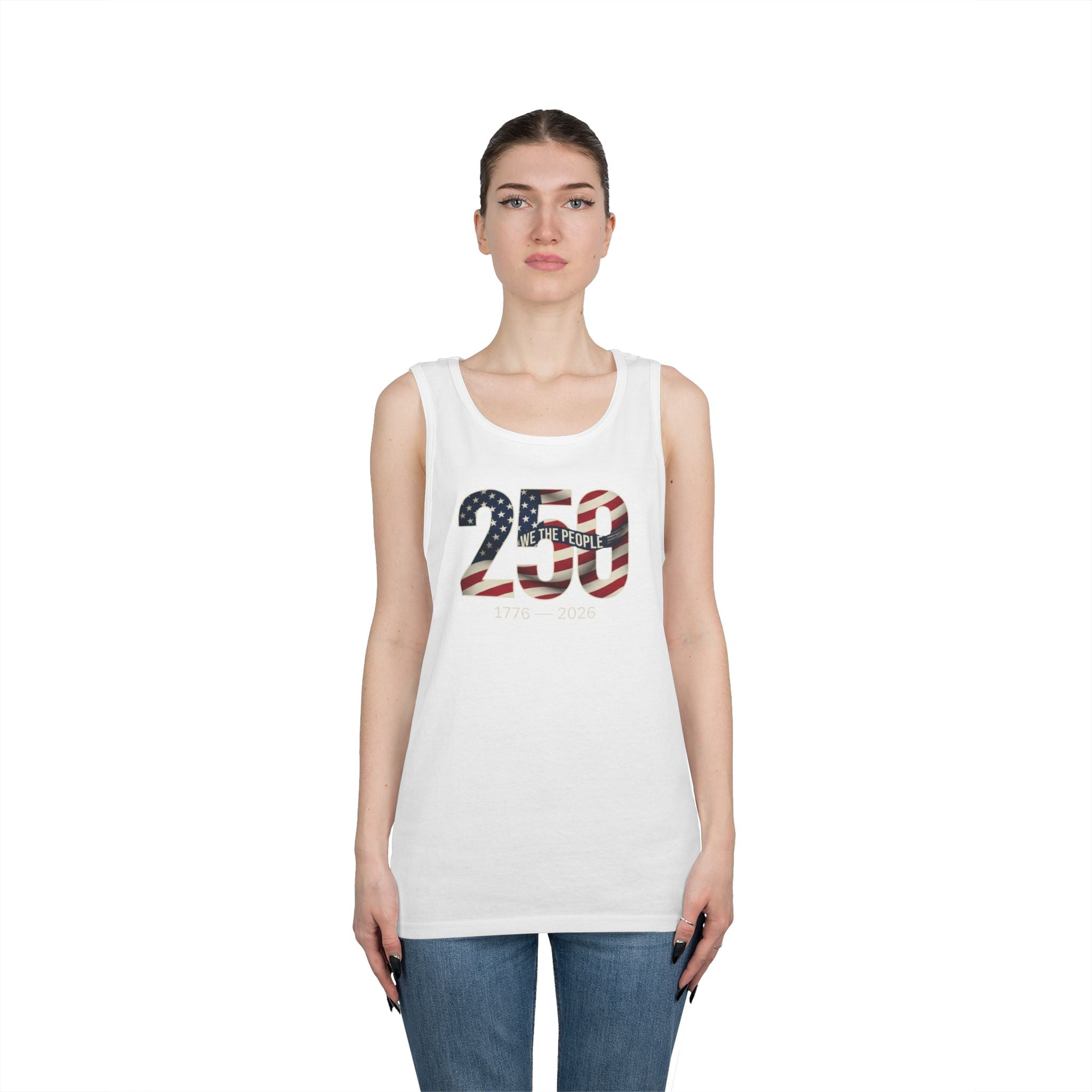 250 The People Patriotic Tank Top — American Flag Number Graphic, Unisex
