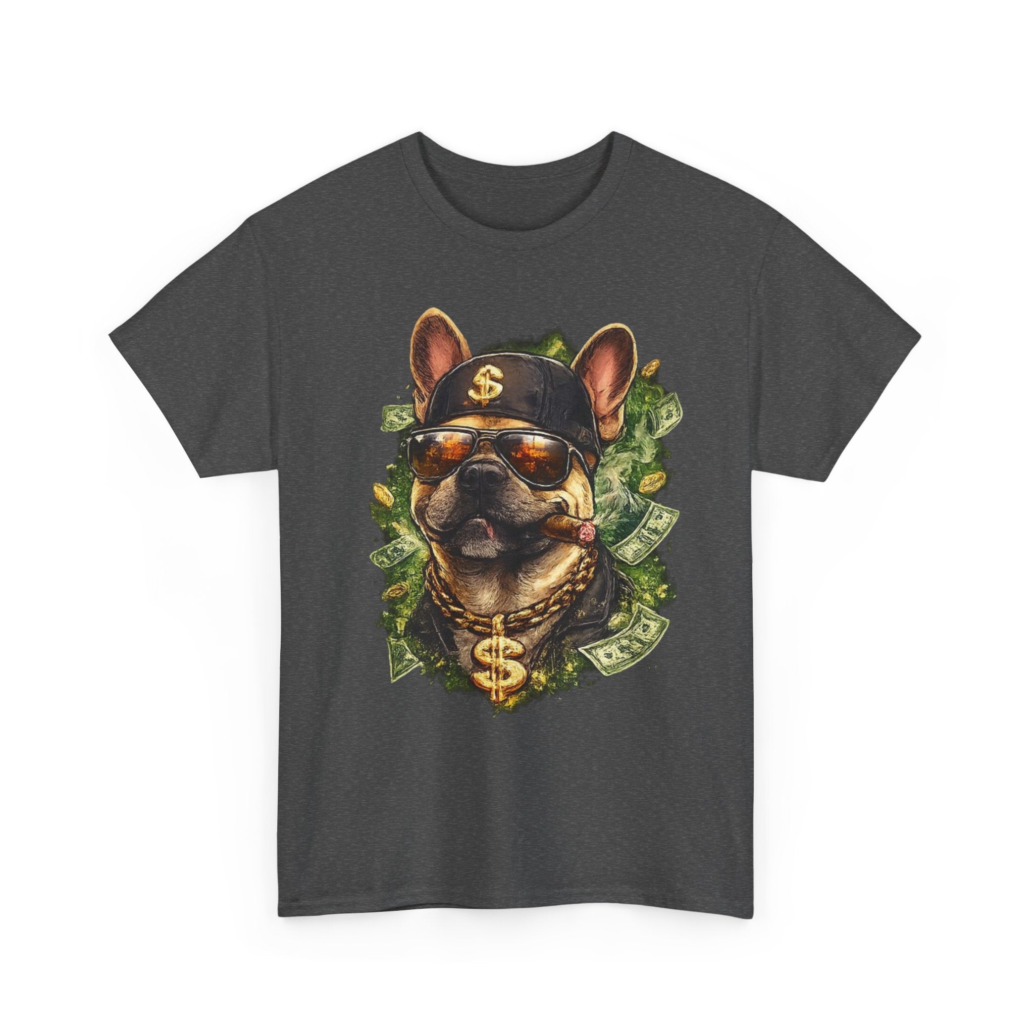 Money Dog Graphic Tee — Cool Rottweiler with Shades, Cap & Dollar Chain
