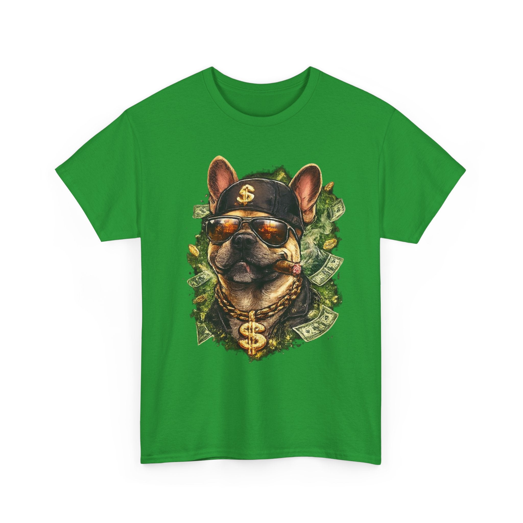 Money Dog Graphic Tee — Cool Rottweiler with Shades, Cap & Dollar Chain