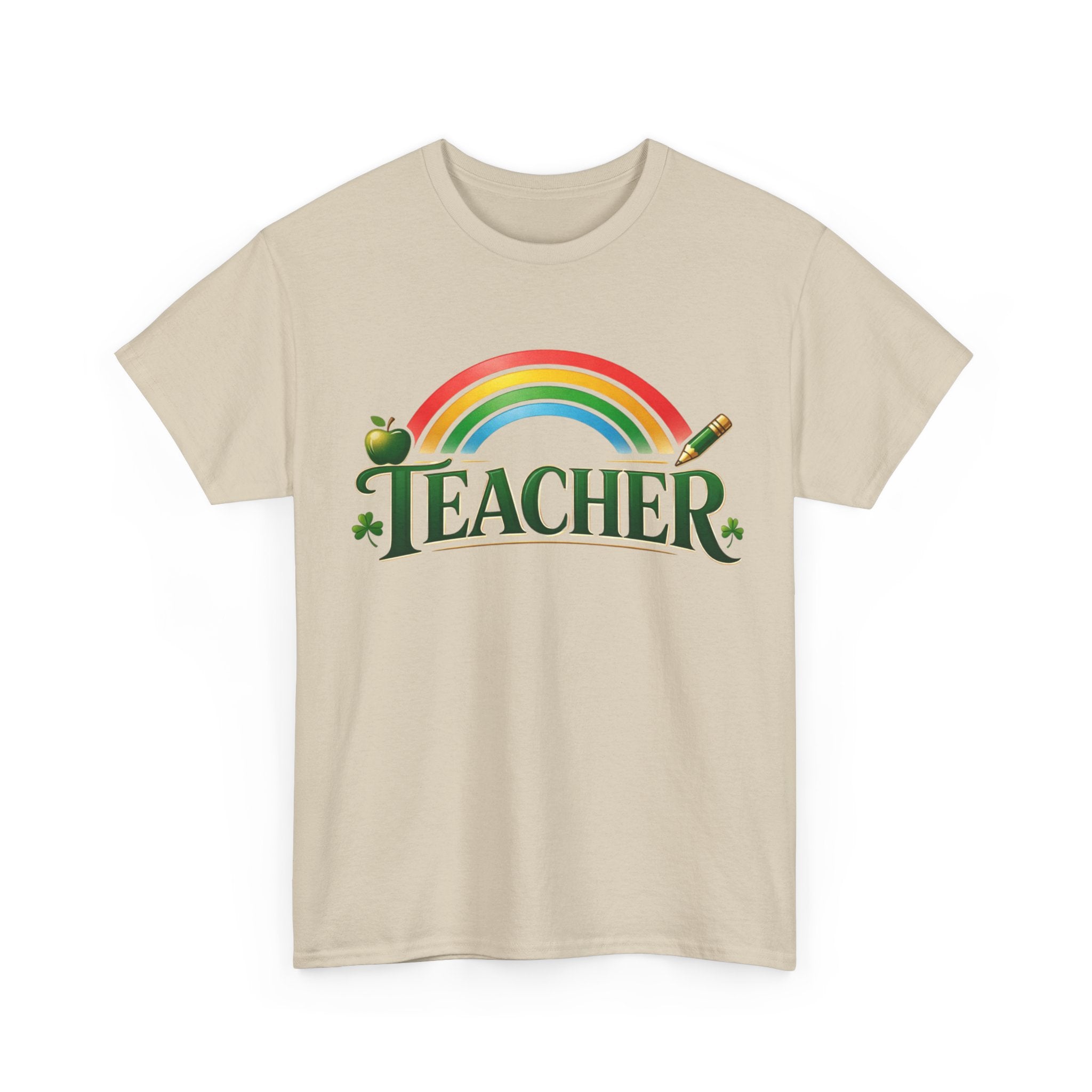 Teacher Rainbow T-Shirt — Cute Apple & Pencil School Shirt for Educators