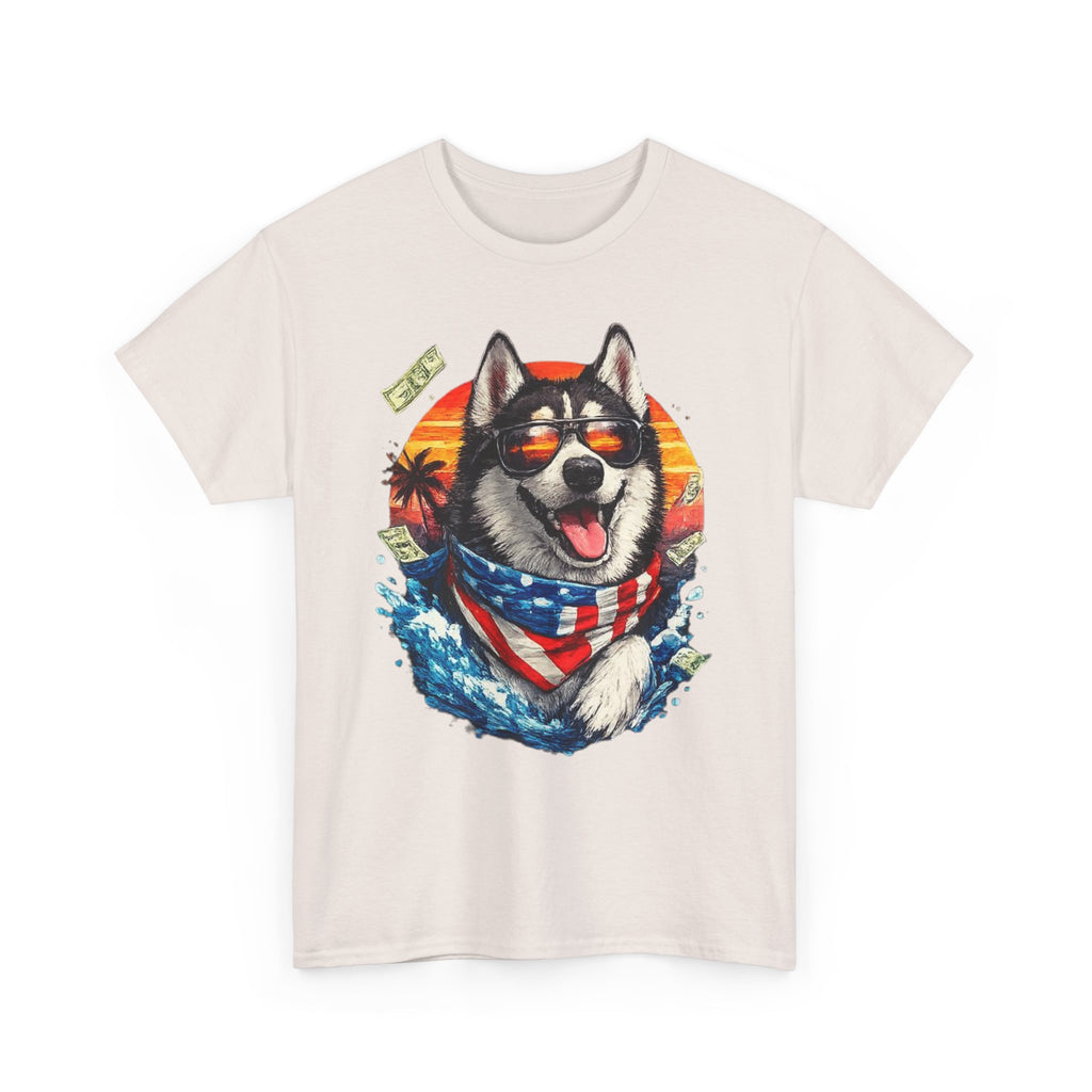 Patriotic Husky Tee — American Flag Bandana Dog T-Shirt