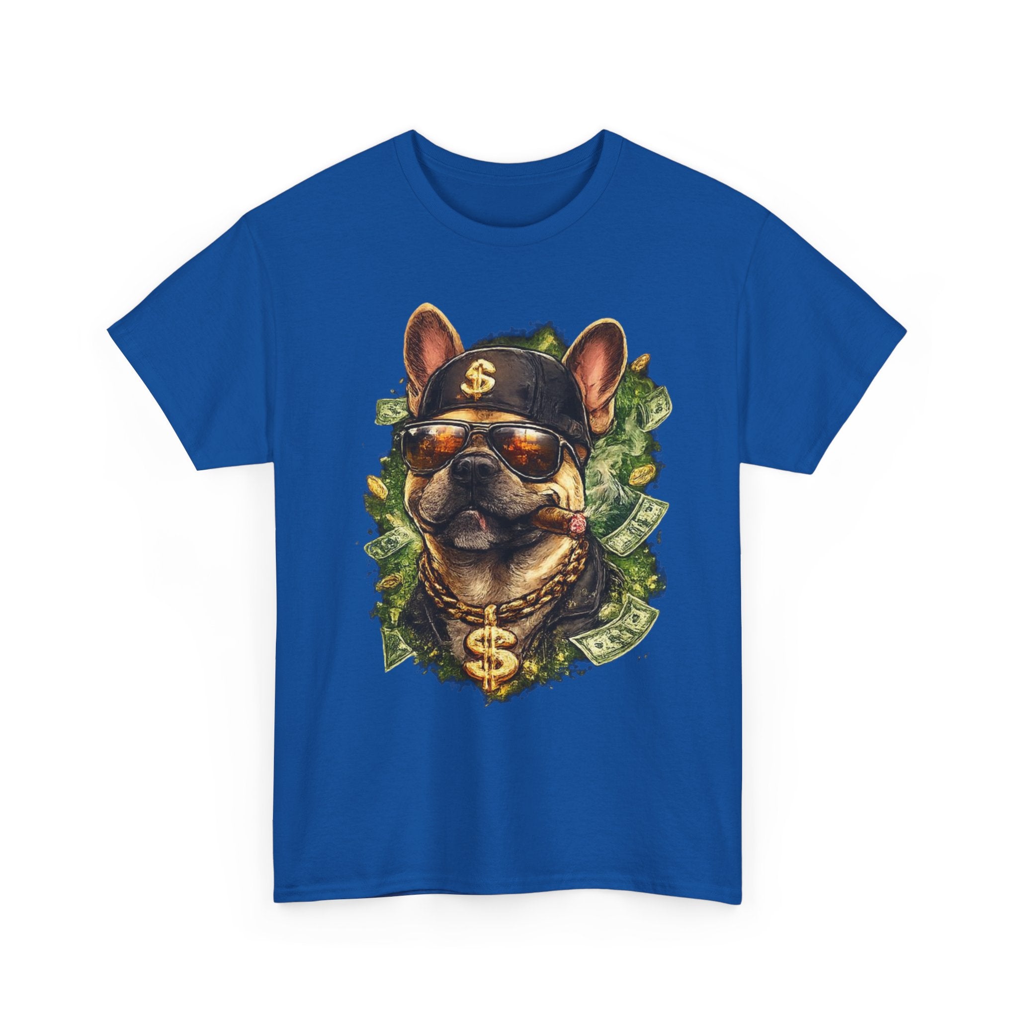 Money Dog Graphic Tee — Cool Rottweiler with Shades, Cap & Dollar Chain