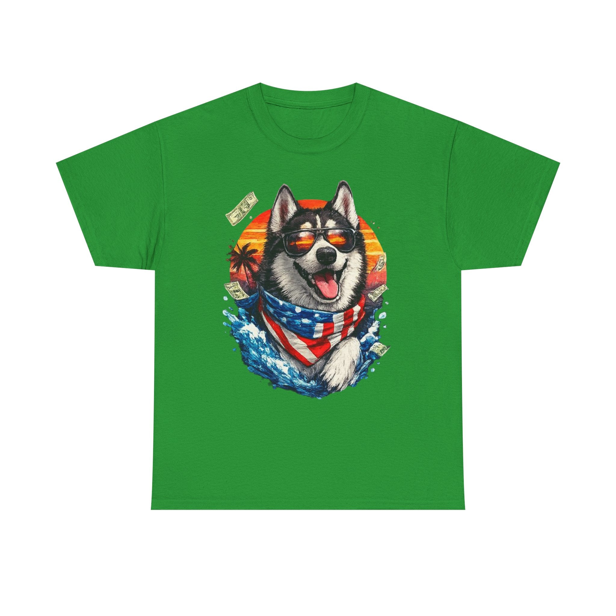Patriotic Husky Tee — American Flag Bandana Dog T-Shirt