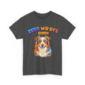 Zero Woofs Given T-Shirt — Colorful Australian Shepherd Graphic Tee