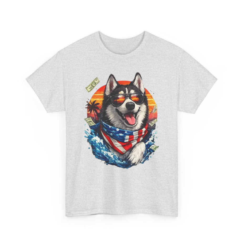 Patriotic Husky Tee — American Flag Bandana Dog T-Shirt