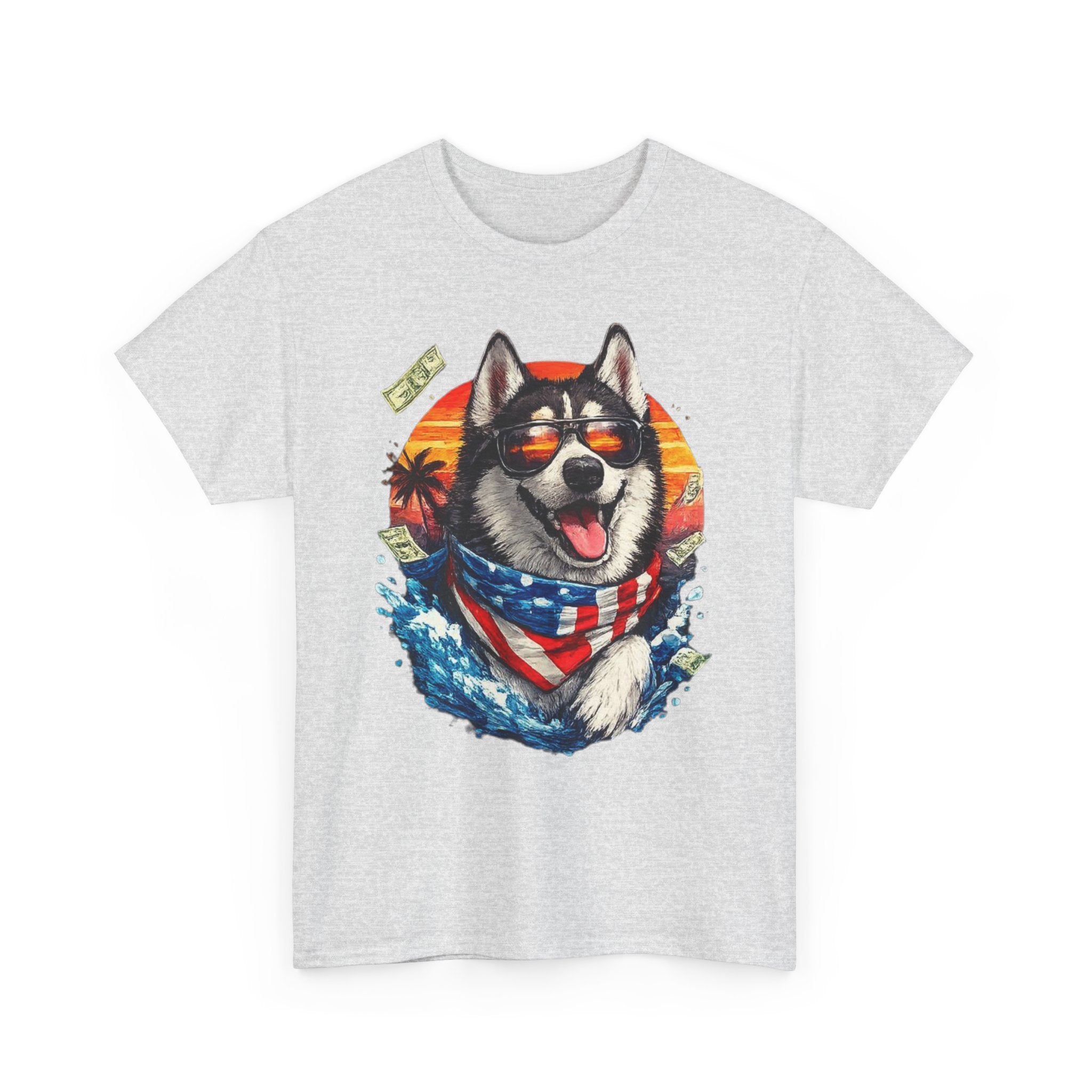 Patriotic Husky Tee — American Flag Bandana Dog T-Shirt