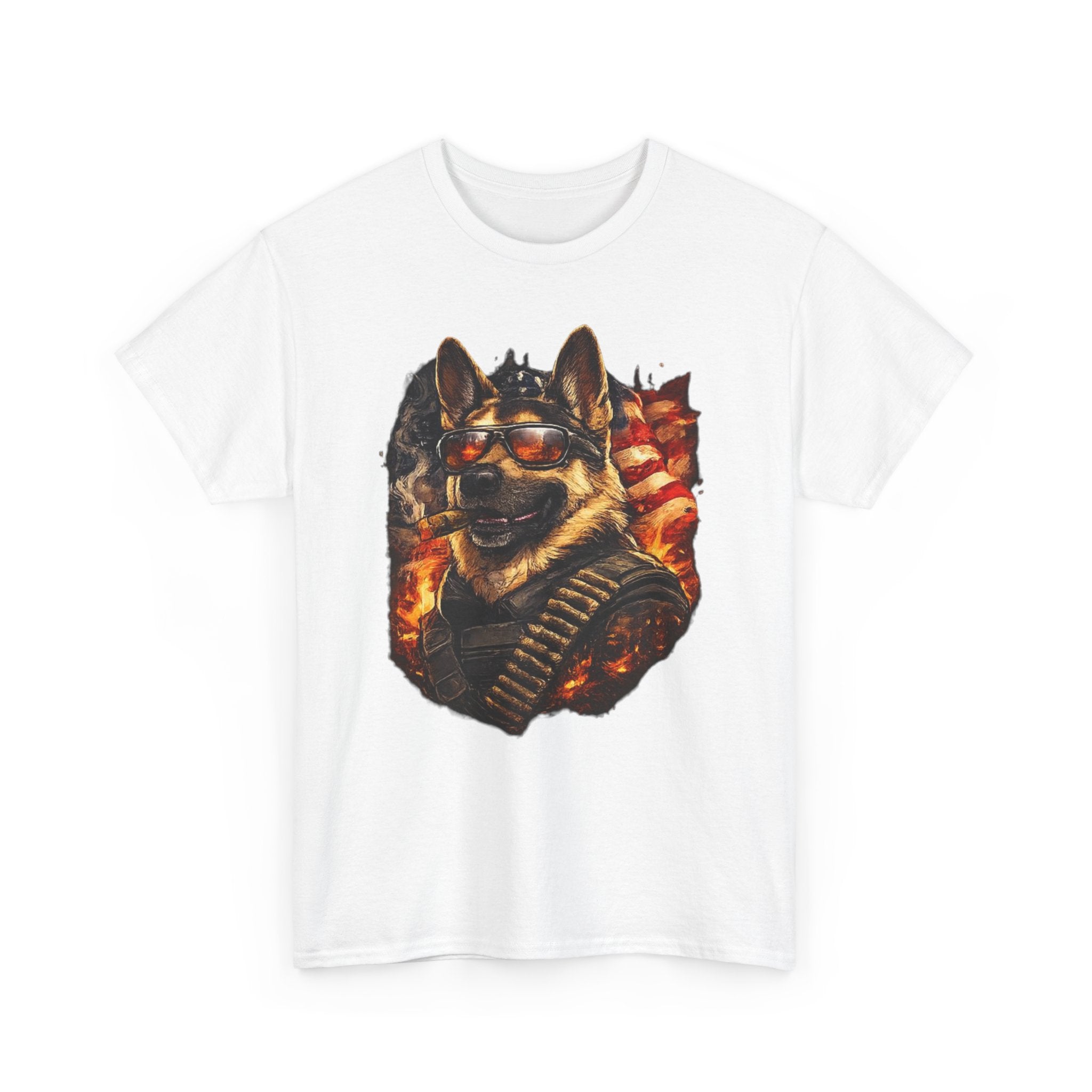 Patriotic Soldier Husky T-Shirt — Military Bandolier Flag Graphic Tee