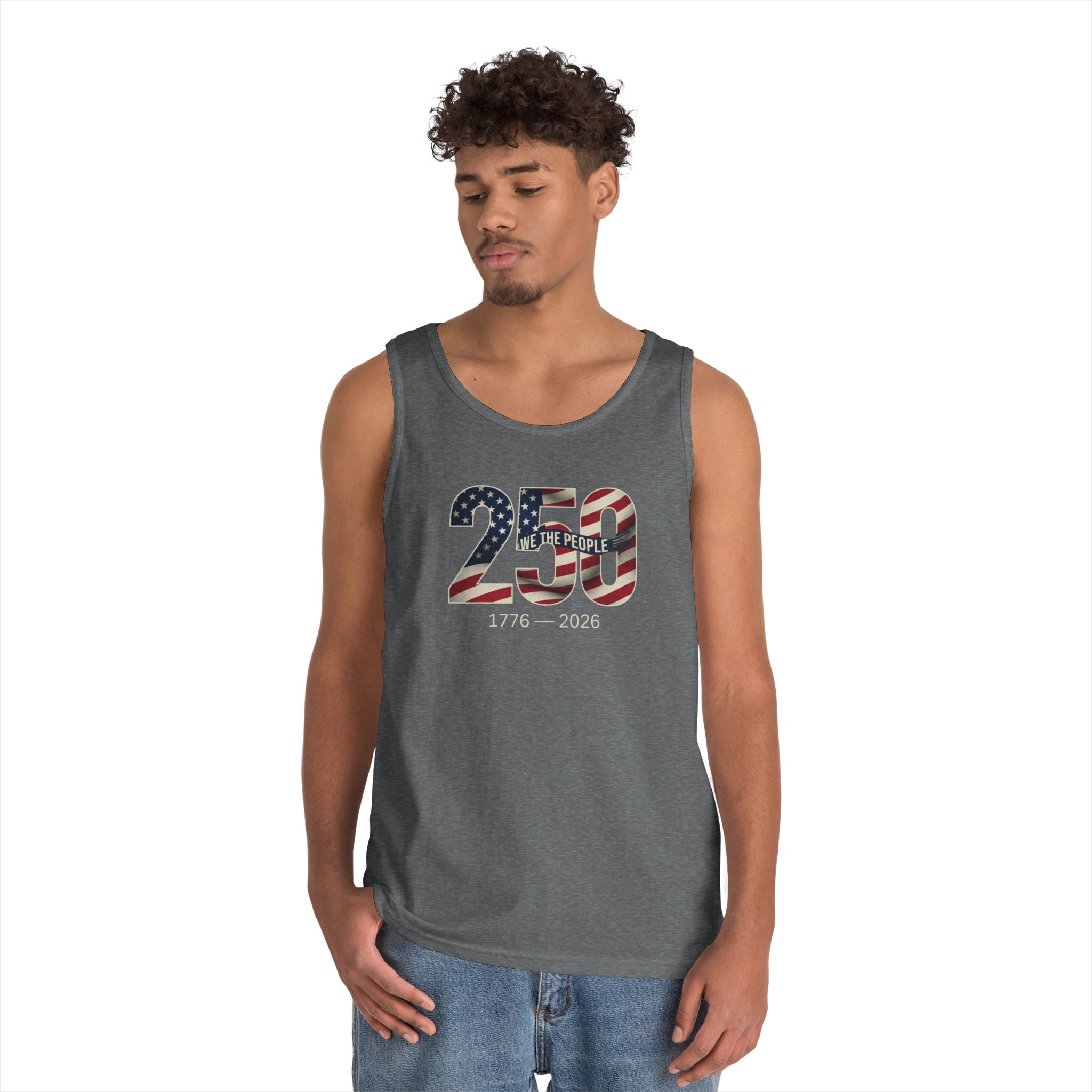 250 The People Patriotic Tank Top — American Flag Number Graphic, Unisex