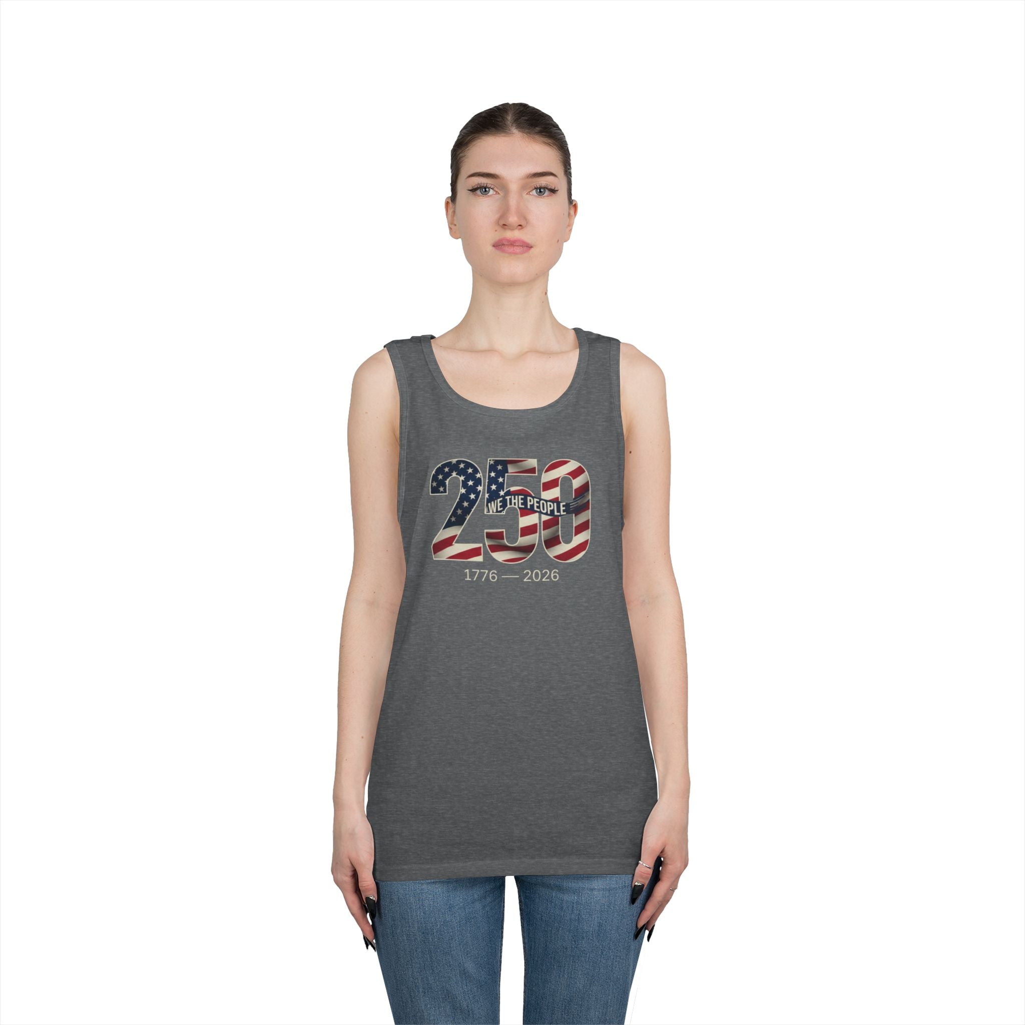 250 The People Patriotic Tank Top — American Flag Number Graphic, Unisex