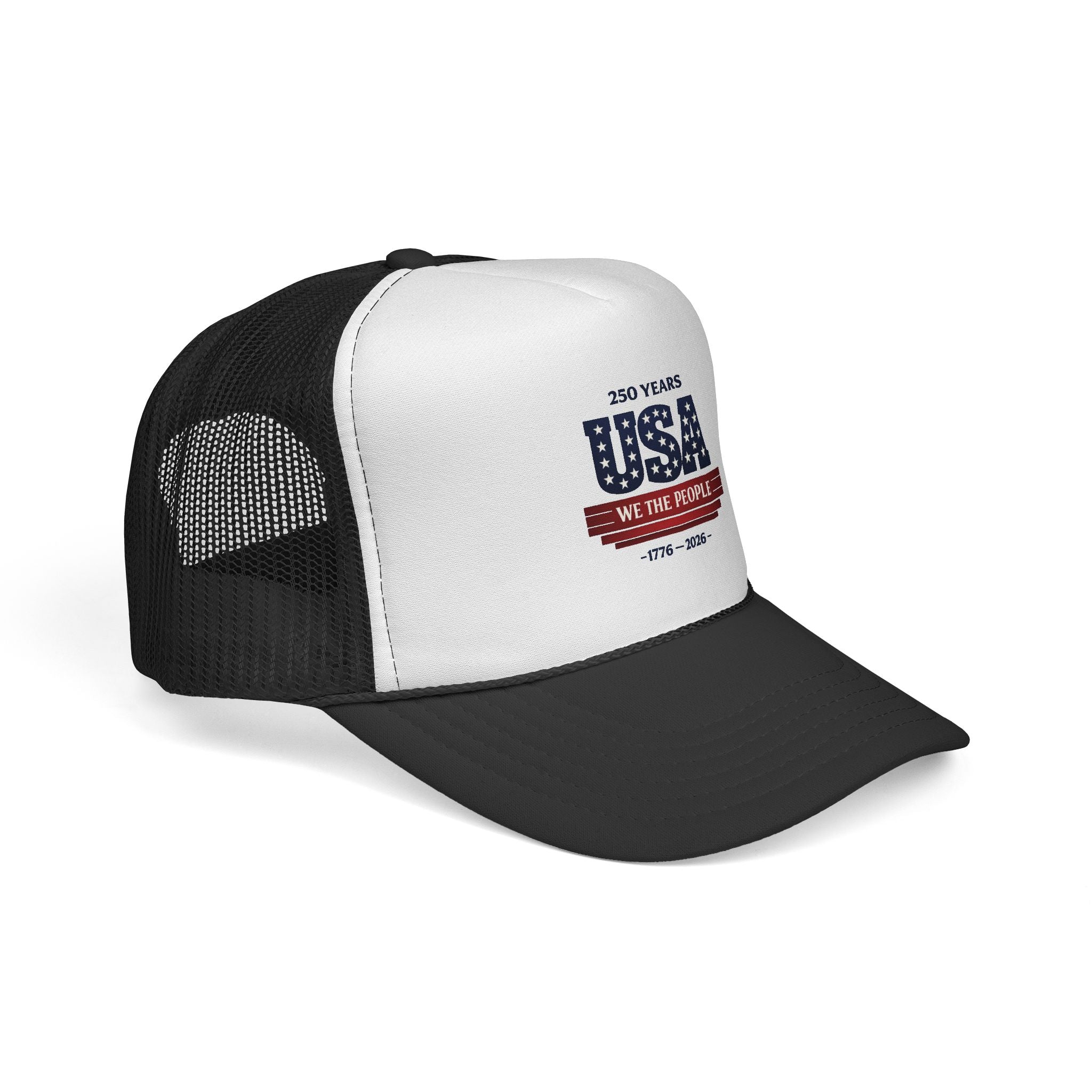 USA 250 Years Trucker Hat — 'We The People' Patriotic Mesh Cap (1776–2026)