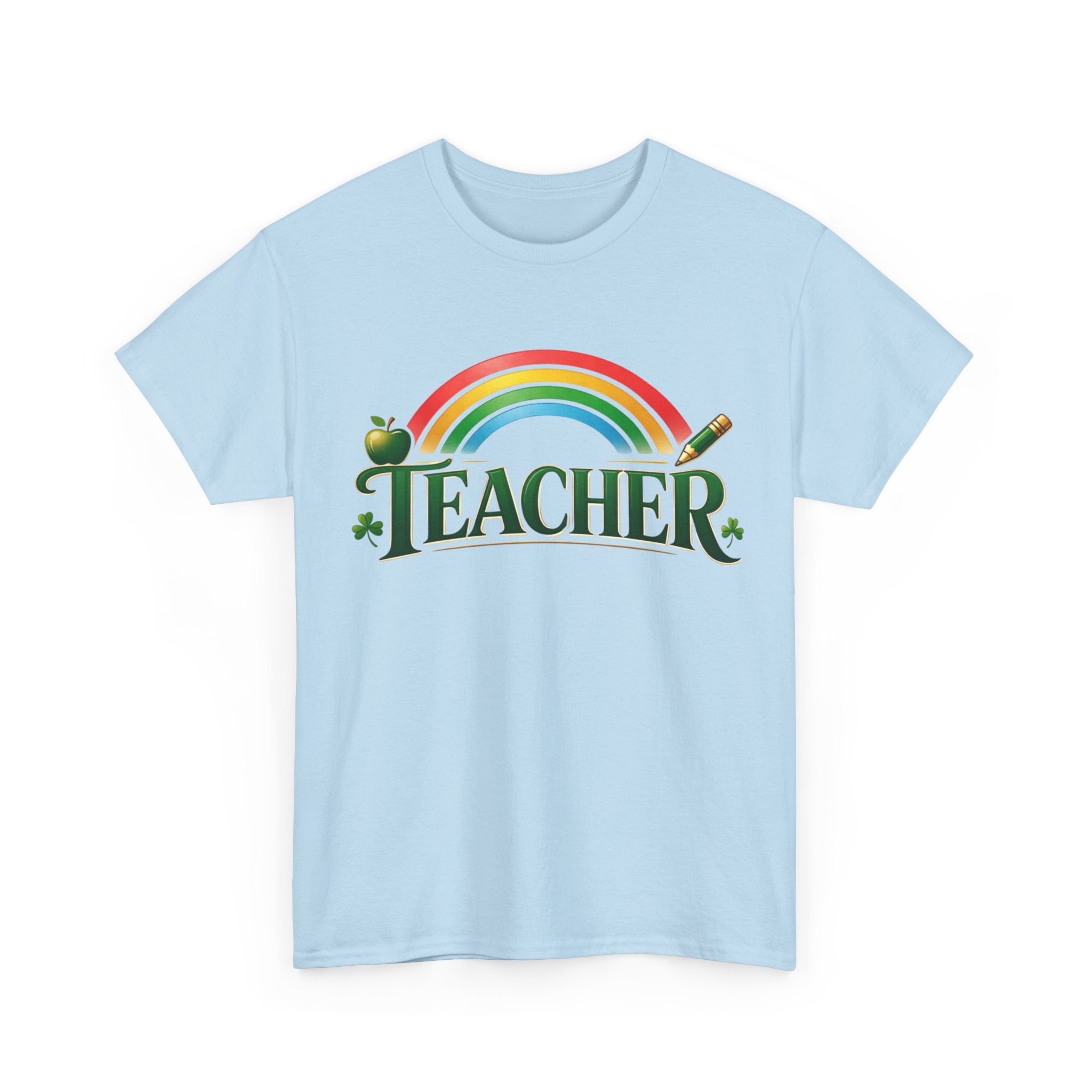 Teacher Rainbow T-Shirt — Cute Apple & Pencil School Shirt for Educators