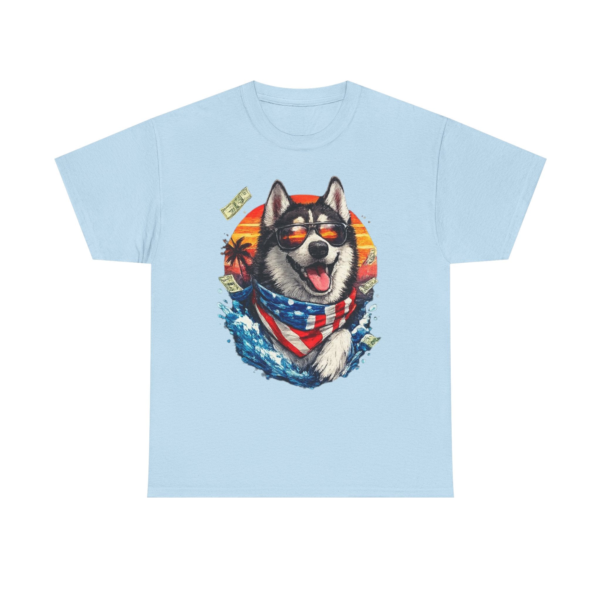 Patriotic Husky Tee — American Flag Bandana Dog T-Shirt