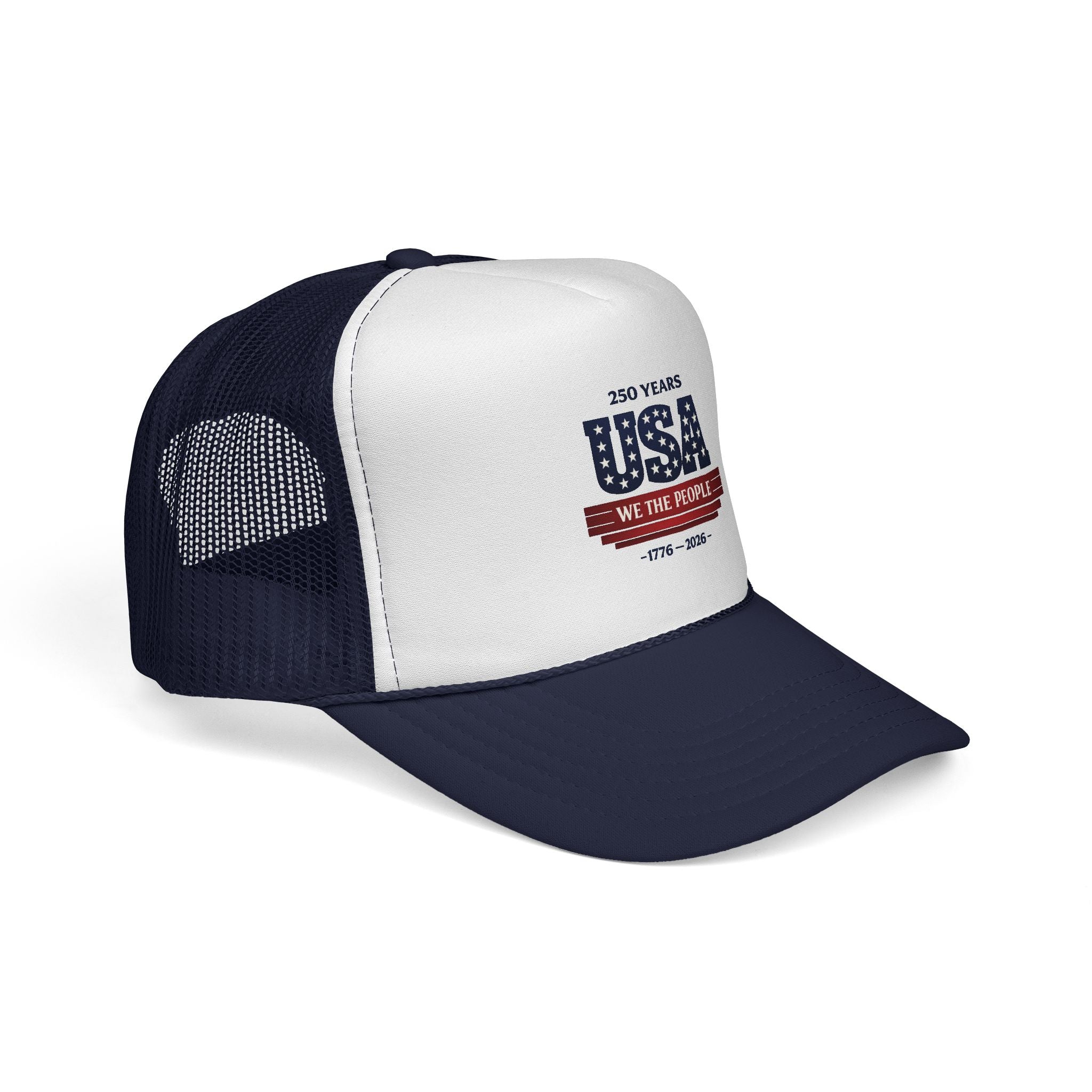 USA 250 Years Trucker Hat — 'We The People' Patriotic Mesh Cap (1776–2026)