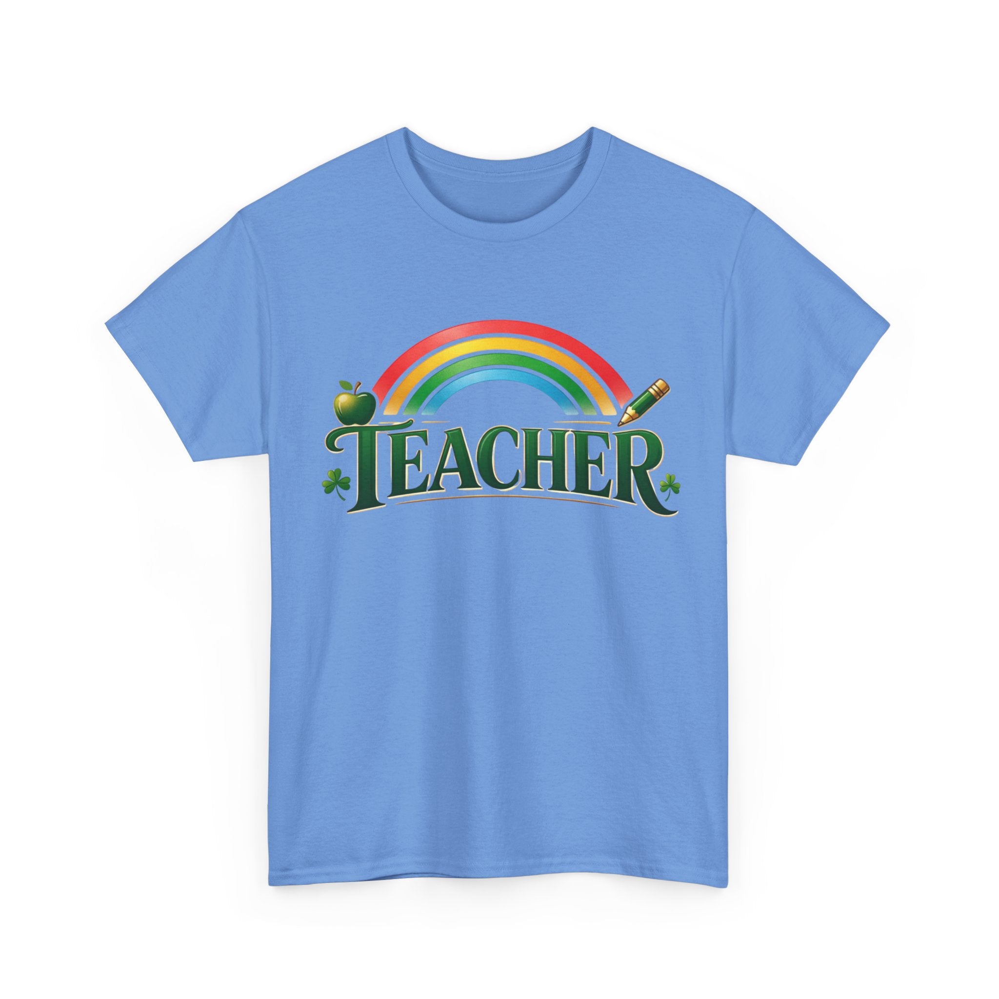 Teacher Rainbow T-Shirt — Cute Apple & Pencil School Shirt for Educators
