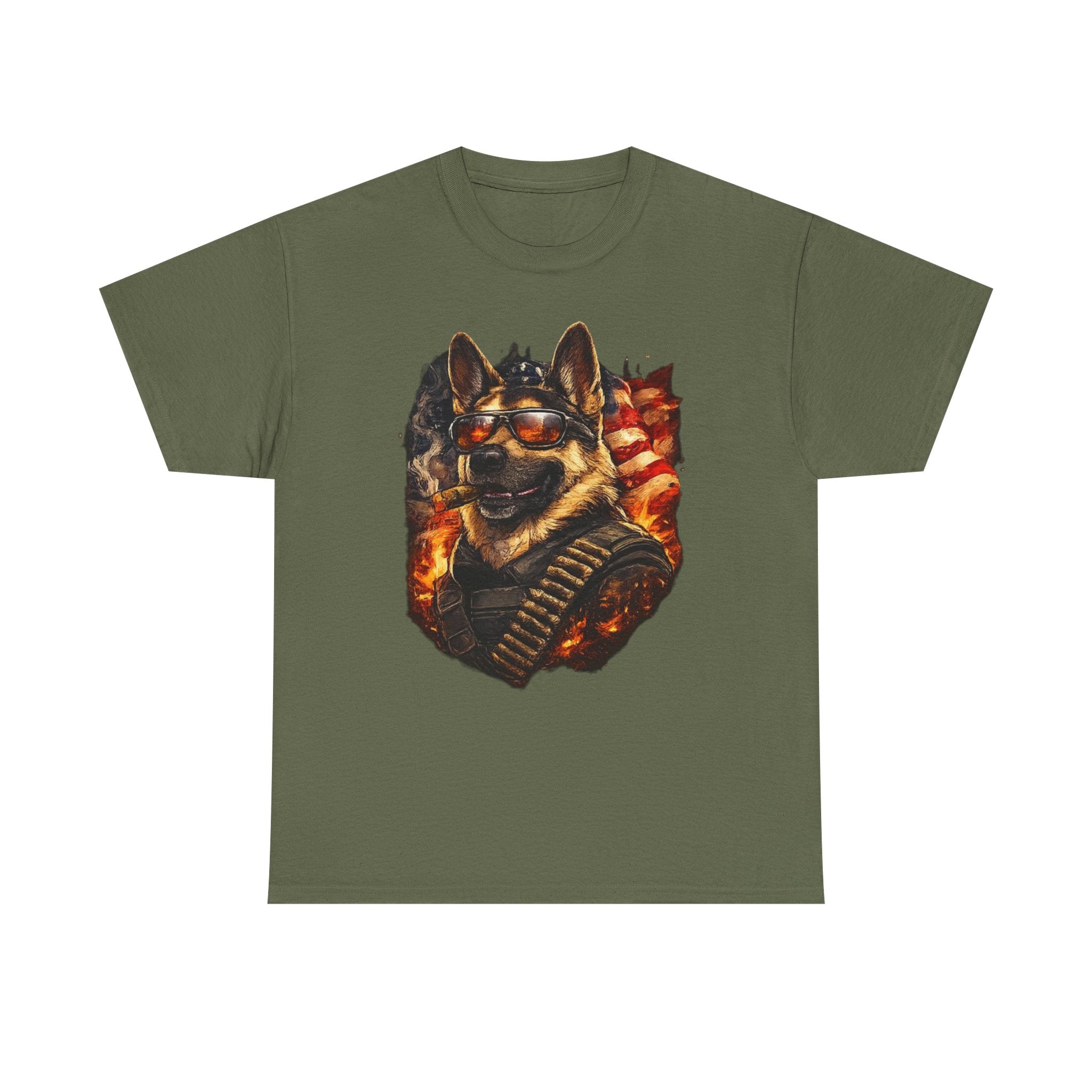 Patriotic Soldier Husky T-Shirt — Military Bandolier Flag Graphic Tee