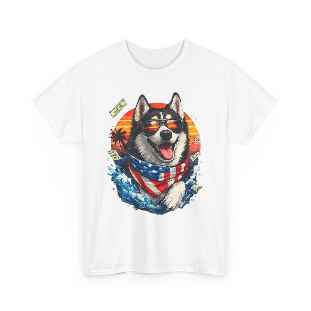 Patriotic Husky Tee — American Flag Bandana Dog T-Shirt