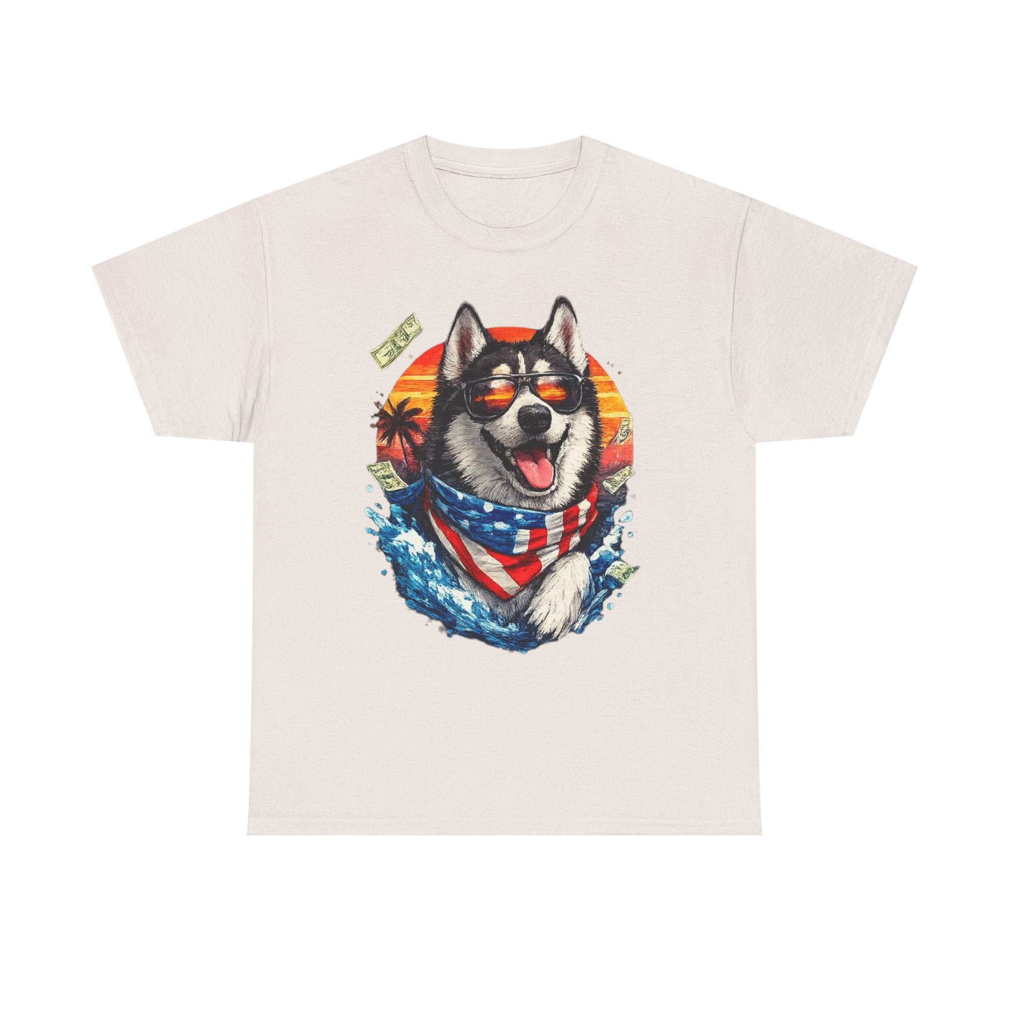 Patriotic Husky Tee — American Flag Bandana Dog T-Shirt